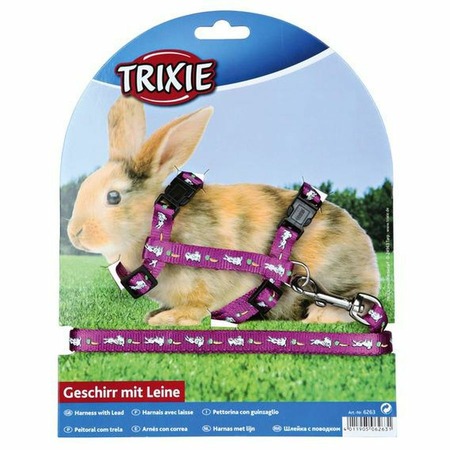 Шлейка Trixie для кролика с поводком 10 мм/1,20 м нейлоновая с рисунком 25 - 44 см фото 1