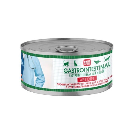 Solid Natura VET Gastrointestinal влажный корм для кошек, с индейкой и курицей, в консервах - 100 г фото 1