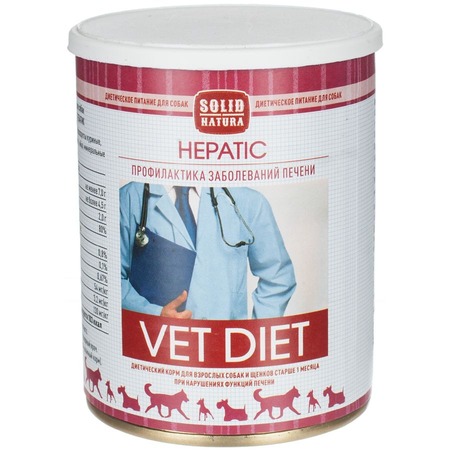 Solid Natura Vet Hepatic для собак, при заболеваниях печени, в консервах - 340 г фото 1