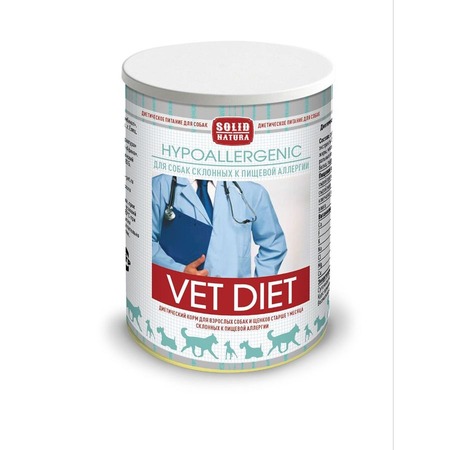 Solid Natura Vet Hypoallergenic для собак, склонных к пищевым аллергиям, в консервах - 340 г фото 1