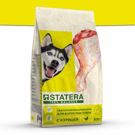 Statera сухой корм для взрослых собак с курицей и рисом - 800 г фото 1