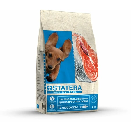 Statera полнорационный сухой корм для собак, с лососем - 3 кг фото 1