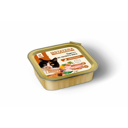 Statera полнорационный влажный корм для взрослых кошек мясной паштет с кроликом, в ламистерах - 100 г х 16 шт фото 1