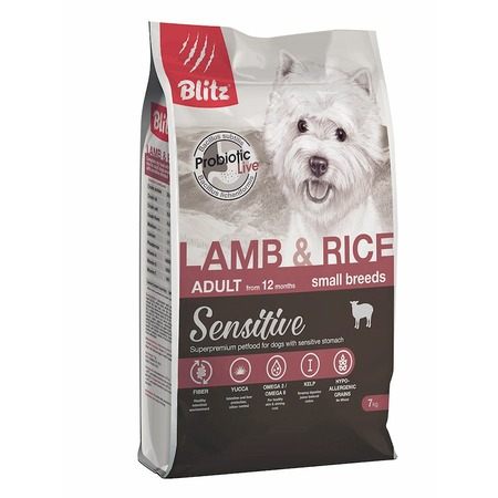 Blitz Sensitive Adult Small Breeds Lamb & Rice сухой корм для взрослых собак мелких пород, с ягненком и рисом - 7 кг фото 1
