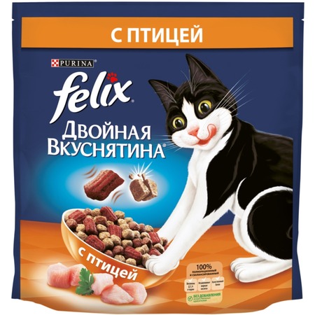Felix Двойная вкуснятина полнорационный сухой корм для кошек, с птицей фото 1