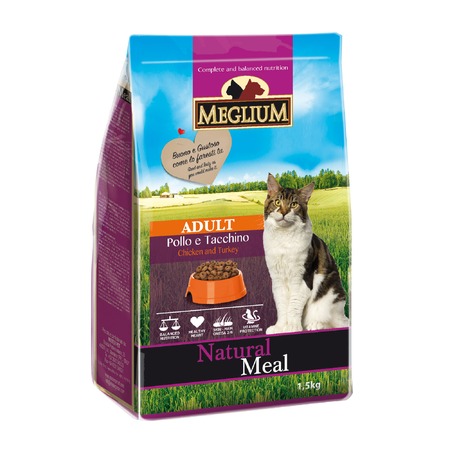 Сухой корм Meglium Adult для привередливых кошек с курицей и индейкой - 1,5 кг фото 1