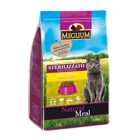 Сухой корм Meglium Neutered для стерилизованных кошек с курицей и рыбой - 1,5 кг фото 1