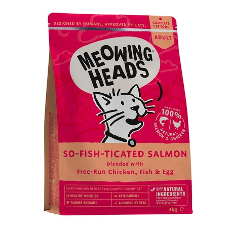 Сухой корм Meowing Heads So-fish-ticated Salmon для взрослых кошек с лососем, курицей и рисом - 4 кг фото 1