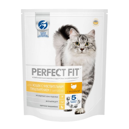 Perfect Fit Sensitive полнорационный сухой корм для кошек с чувствительным пищеварением, с индейкой - 1,2 кг фото 1