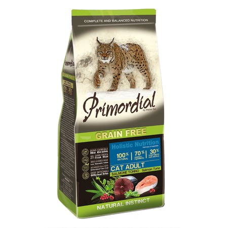 Сухой беззерновой корм Primordial для взрослых кошек с лососем и тунцом фото 1