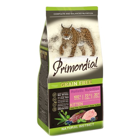 Сухой беззерновой корм Primordial для котят с уткой и индейкой - 2 кг фото 1