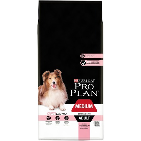 Pro Plan OptiDerma сухой корм для собак средних пород, при чувствительной коже, с лососем фото 1