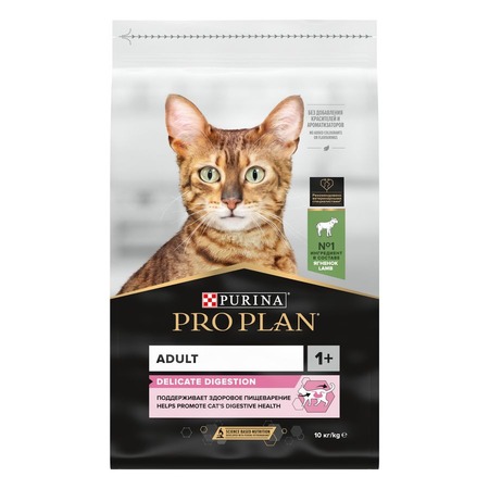 Purina Pro Plan Delicate сухой корм для кошек с чувствительным пищеварением и привередливых к еде с ягненком - 10 кг фото 1