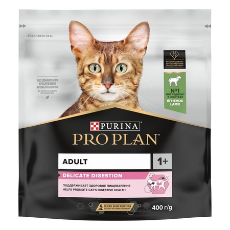 Purina Pro Plan Delicate сухой корм для кошек с чувствительным пищеварением и привередливых к еде с ягненком - 400 г фото 1