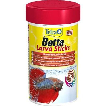 Корм Tetra Betta LarvaSticks для петушков и других лабиринтовых рыб в форме мотыля фото 1