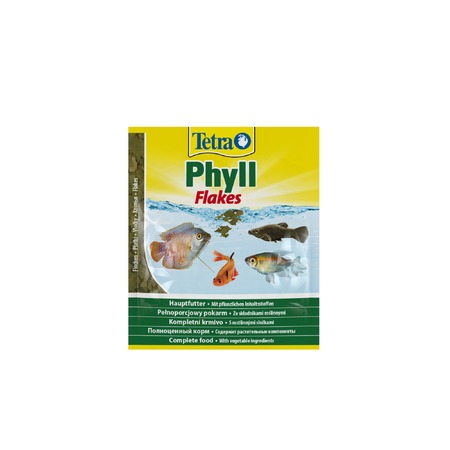 Корм Tetra Phyll для всех видов рыб растительные хлопья - 12 г (саше) фото 1