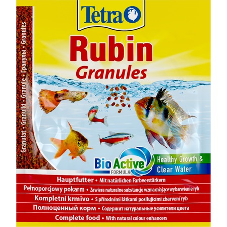 Корм Tetra Rubin Granules для улучшения окраса всех видов рыб в гранулах - 15 г (саше) фото 1