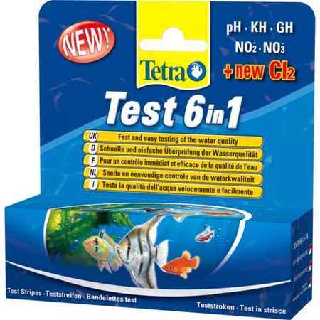 Полоски Tetra Test 6 в 1 для пресной воды GH/KH/NO2/NO3/pH/Cl фото 1