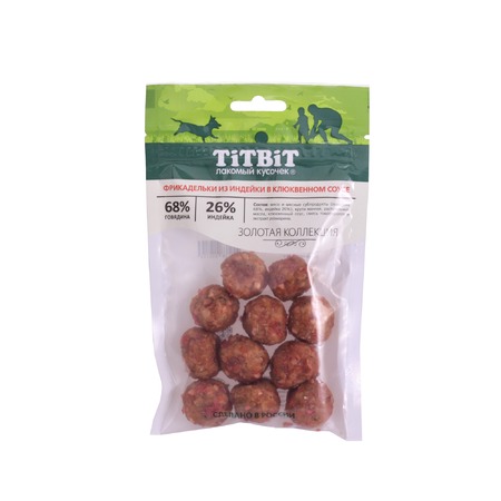 TiTBiT "Золотая коллекция" лакомство для собак фрикадельки из индейки в клюквенном соусе - 70 г фото 1