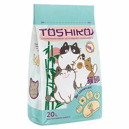 Toshiko Лаванда наполнитель для кошек, комкующийся, древесный - 20 л, 7,6 кг фото 1