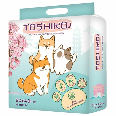 Toshiko впитывающие пеленки одноразовые для животных с ароматом сакуры 10 шт 60х40 см фото 1