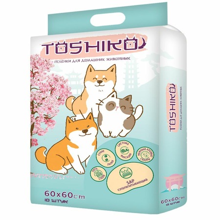 Toshiko впитывающие пеленки одноразовые для животных с ароматом сакуры 10 шт 60х60 см фото 1