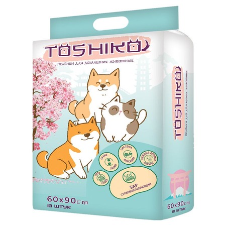 Toshiko впитывающие пеленки одноразовые для животных с ароматом сакуры 10 шт 60х90 см фото 1