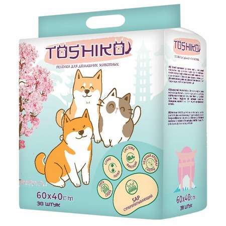 Toshiko впитывающие пеленки одноразовые для животных с ароматом сакуры 30 шт 60х40 см фото 1