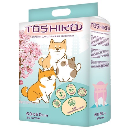 Toshiko впитывающие пеленки одноразовые для животных с ароматом сакуры 30 шт 60х60 см фото 1