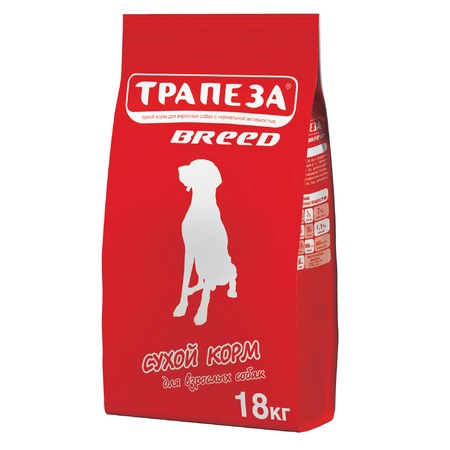 Трапеза Breed сухой корм для собак с нормальной активностью, с говядиной - 18 кг фото 1