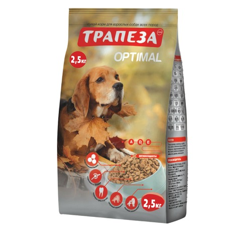 Трапеза Optimal сухой корм для собак с низкой активностью, с говядиной - 2,5 кг фото 1