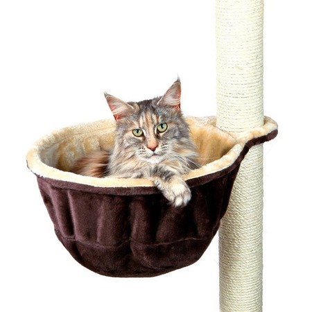 Trixie Гамак для кошки с креплением на когтеточку, ø 38 см, бежевый/коричневый фото 1
