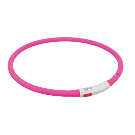 Trixie мигающее кольцо для собак USB, силикон, XS–XL: 70 см/ф 10 мм, розовое фото 1