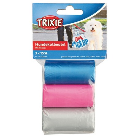 Trixie Пакеты для уборки за собаками, 3 л, 3 рулона по 15 шт., цветные, для всех диспенсеров фото 1