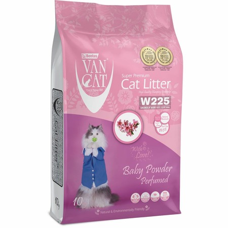 Van Cat Baby Powder наполнитель для кошек, 100% натуральный, комкующийся, без пыли, с ароматом детской присыпки - 10 кг фото 1