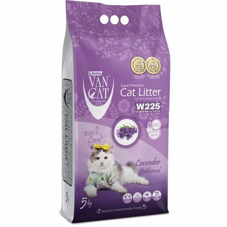 Van Cat Lavender наполнитель для кошек, 100% натуральный, комкующийся, без пыли, с ароматом лаванды - 5 кг фото 1