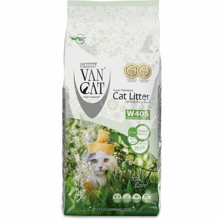 Van Cat Natural Standart наполнитель для кошек крупных пород, 100% натуральный, комкующийся, без пыли, без запаха - 15 кг фото 1