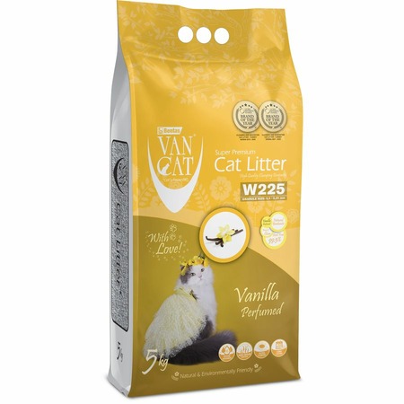 Van Cat Vanilla наполнитель для кошек, 100% натуральный, комкующийся, без пыли, с ароматом ванили - 5 кг фото 1