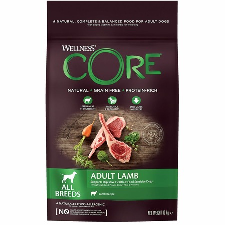 Wellness Core сухой корм для взрослых собак всех пород с ягненком и яблоком 10 кг фото 1