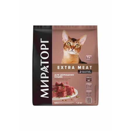 Мираторг Extra Meat Black Angus полнорационный сухой корм для кошек, с говядиной - 1,2 кг фото 1