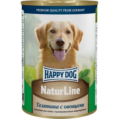 Happy Dog Natur Line полнорационный влажный корм для собак, фарш из телятины и овощей, в консервах - 410 г фото 1
