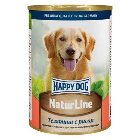 Happy Dog Natur Line полнорационный влажный корм для собак, фарш из телятины и риса, в консервах - 410 г фото 1