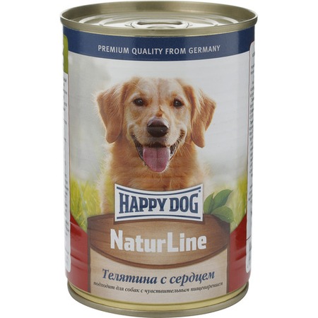 Happy Dog Natur Line полнорационный влажный корм для собак, фарш из телятины и сердца, в консервах - 410 г фото 1