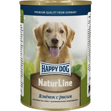 Happy Dog Natur Line полнорационный влажный корм для собак, фарш из ягненка и риса, в консервах - 410 г фото 1