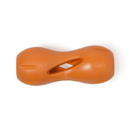 West Paw Zogoflex игрушка для собак гантеля под лакомства Qwizl L 17 x 7 см оранжевая фото 1