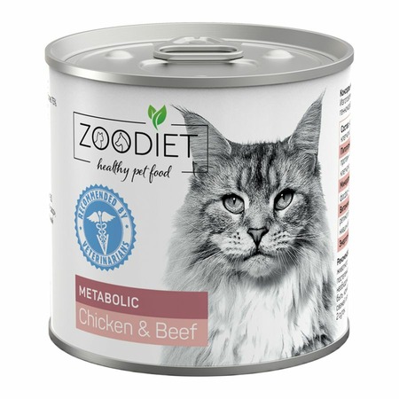 Zoodiet Metabolic Chicken&Beef влажный корм для взрослых кошек для улучшения обмена веществ, с курицей и говядиной, в консервах - 240 г х 12 шт фото 1