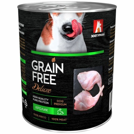Зоогурман Grain Free Deluxe влажный корм для собак, беззерновой с кроликом, кусочки в желе, в консервах - 350 г фото 1
