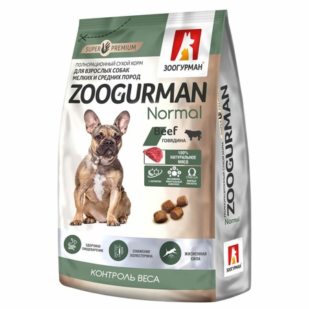 Zoogurman Normal сухой корм для собак мелких и средних пород, с говядиной - 1,2 кг фото 1