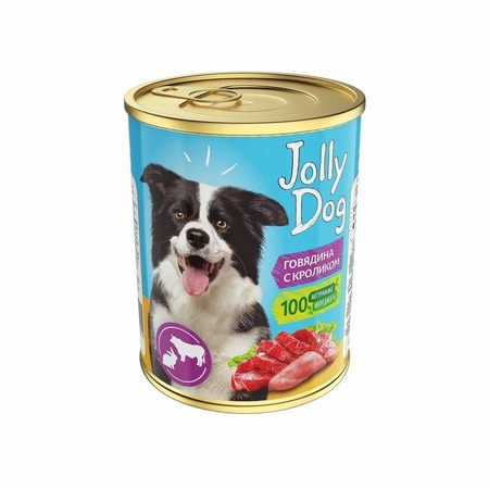 Зоогурман Jolly Dog влажный корм для собак, фарш из говядины с кроликом, в консервах - 350 г фото 1