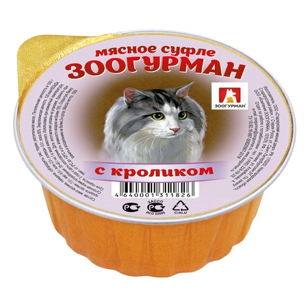 Зоогурман Мясное суфле влажный корм для кошек, суфле с кроликом, в ламистерах - 100 г фото 1